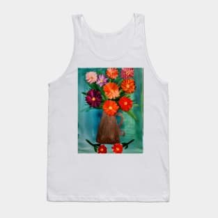 Some abstract mixed flowers in a metallic vase Tank Top